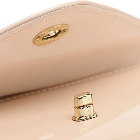 Patent Leather Envelope Clutch Womens Evening Handbag Stylish Shoulder Crossbody - Picture 9 of 9